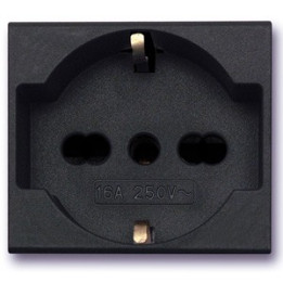 PRESA UNEL BIPASSO 2X10/16A+T NOIR